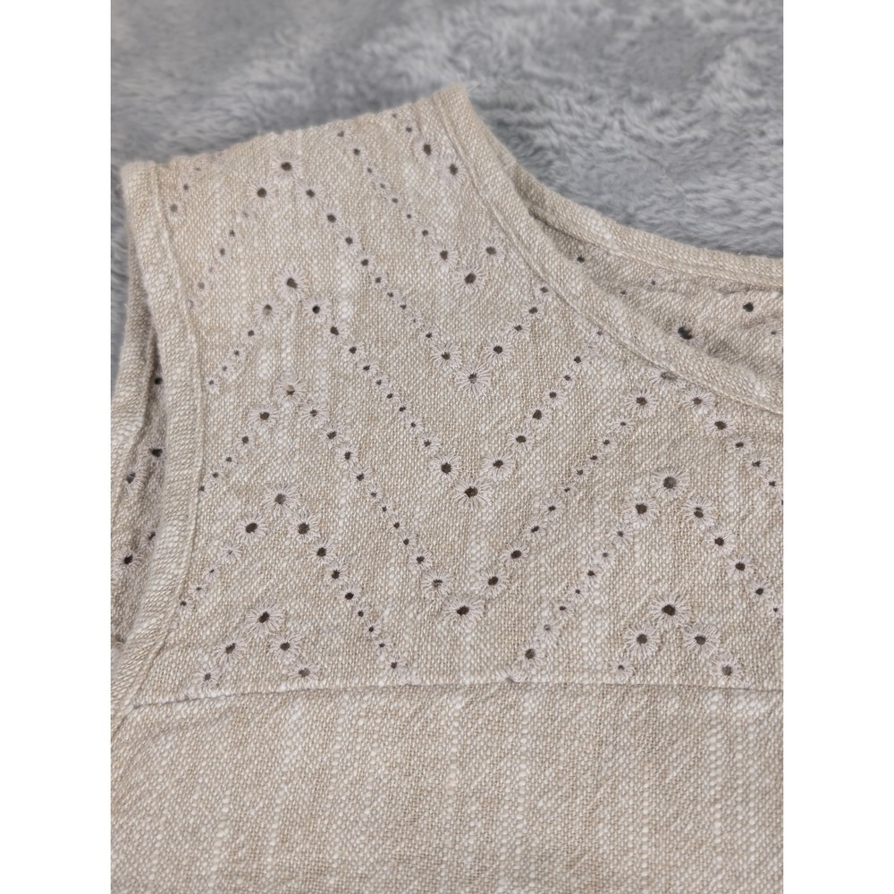 Dana Buchman Linen Sleeveless Sheath Dress Size‎ 14 Beige Minimalist Beach